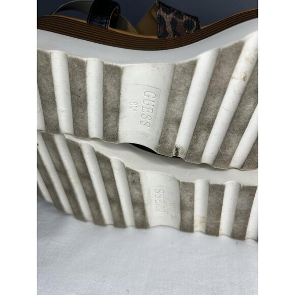 Guess Shoes Womens Size 8 Leopard Platform Sandals Berty Wedge Strappy Flatform - Picture 8 of 13